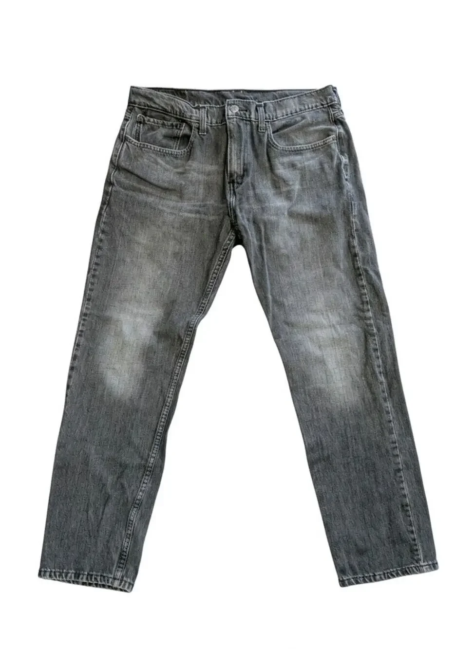 Levi's 502 Regular Taper Jeans Mens 34x32 (28) Grey Wash Stretch Denim Tapered